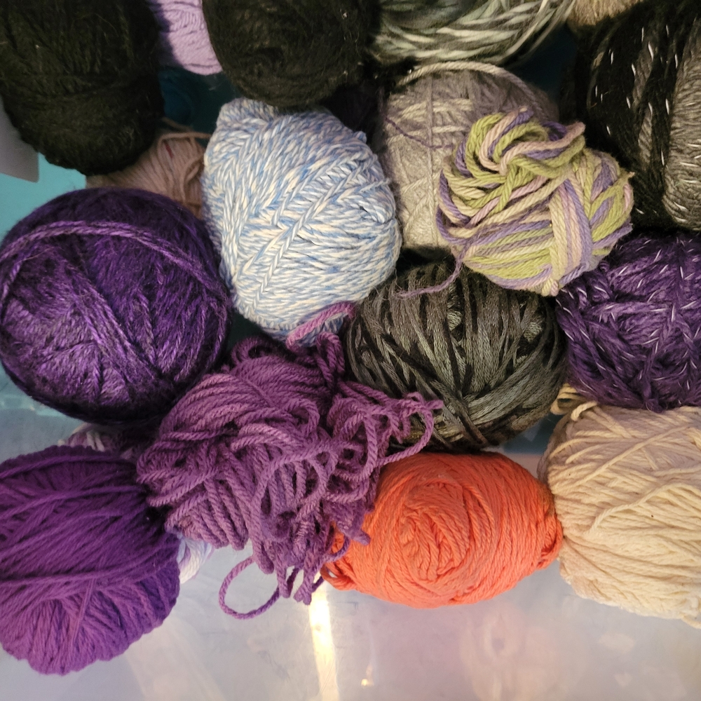 Enormous Vibrant yarn collection Bundle - Purple, Orange, Black, Cream
